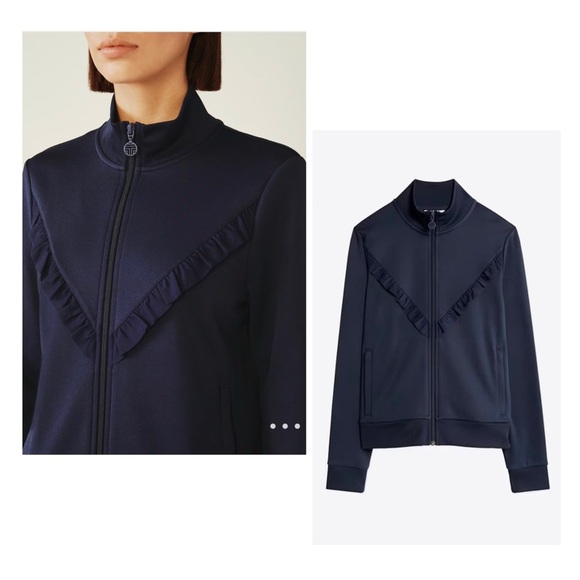 Tory Burch Sport Navy Blue Jacket size Small NWOT Ruffle Trim - Picture 11 of 11